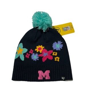 Youth Michigan Wolverines ’47 Brand Buttercup Beanie Hat NWT – Floral Knit Pom